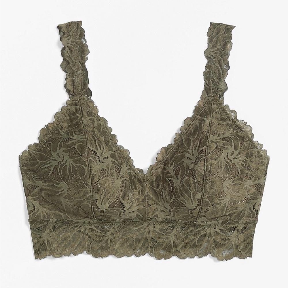 🪩 nwot Vintage Lace Criss Cross Bralette XS Forest Olive Green